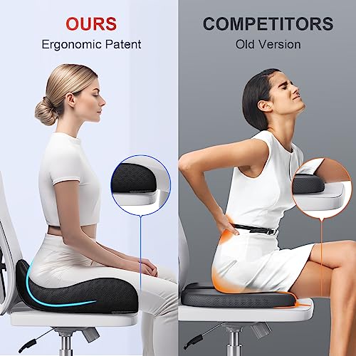 Benazcap Seat Cushion office chair cushions, Ergonomic Coccyx Cushion for Office&Car Chair, Sciatica Pain Relief, Memory Foam Seat Cushion with Washable Cover, Lumbar Support Cushion for Long Sitting - Image 4