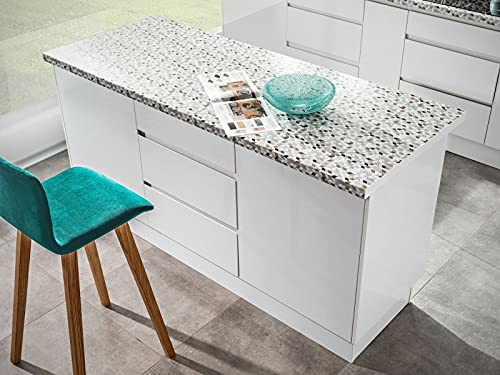 Möbel für Dich Grifflose Hochglanz Inselküche, Einbauküche mit Insel Campari 300+180 cm, Weiß, Schwarz, Grau (Schwarz Hochglanz) - Image 6