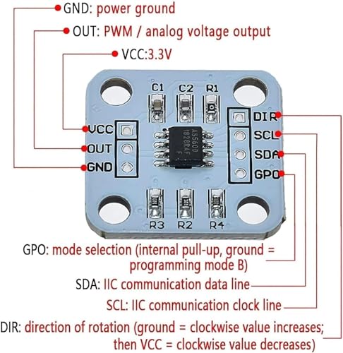 WWZMDiB 4Pcs AS5600 Magnetic Encoder 3.3V 12bit high Precision Magnetic Induction Angle Measurement Sensor Module,Mainly Used to Obtain Information Such as Progressive Motor Speed - Image 5