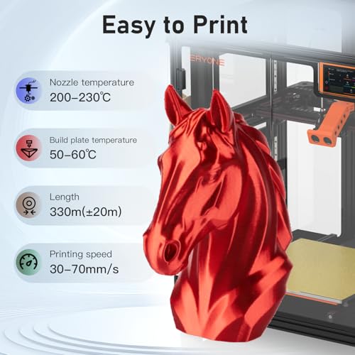 Image of ERYONE Silk Filament PLA+ 1.75mm Upgraded Shiny 3D Printer Filament, Gloss Finish, Fit Most FDM Printer Stable Printing,1kg (2.2LBS) /Spool, Red