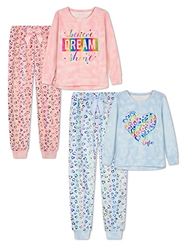 Sleep On It Girls Velour Pajama Set 2-Piece Long Sleeve Top and Pants Sleepwear Kids Loungewear for Girls Sizes 7-16