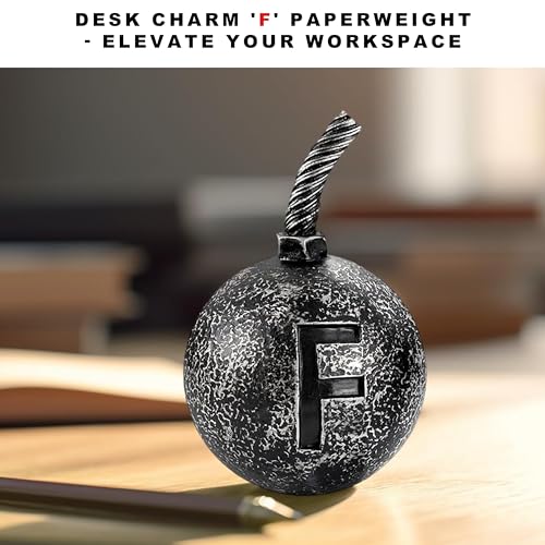 Initial F Bomb Paperweight Humor Decor with Ball Paperweight Functional and Stylish Office Paperweight Gift for Office Co-Worker Boss,Student with Letter Paperweight Desk Decor