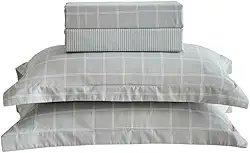 Jogo de Lençol Casal 4 Peças Percal 300 Fios Roma Estampado (Grid)