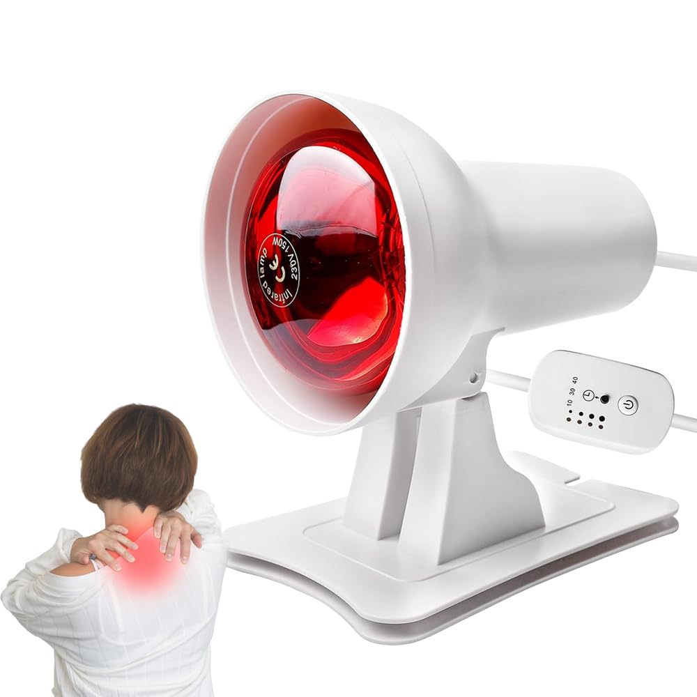Lampe Infrarouge Chauffante, 150 Watt Lampe à Chaleur Infrarouge, Lampe à Infrarouge avec 4 Niveaux de la Température et Minuterie, Angle D'inclinaison, pour Détendre les Muscles Fatigués