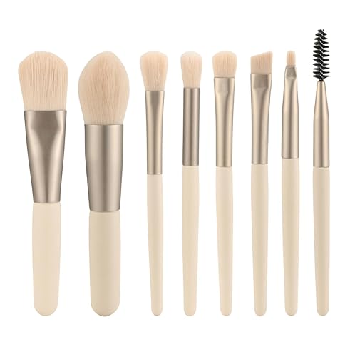 Dhjrefhhd Juego de brochas de maquillaje de 7 a 8 piezas, para base, polvo, sombra de ojos rubor, pestañas y corrector OPP Bag (beige)