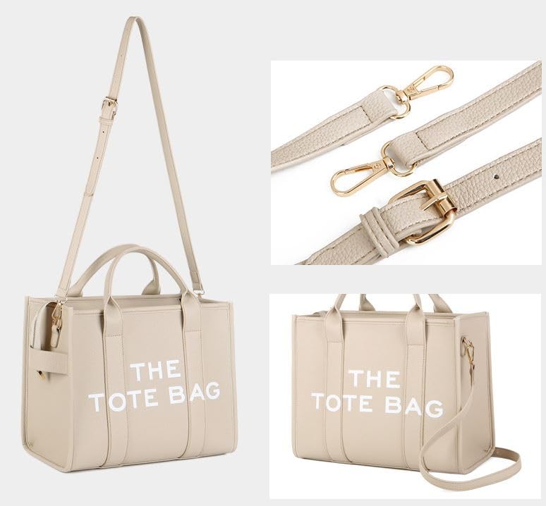 Bolso tote grande de cuero sintético para mujer miniatura 6