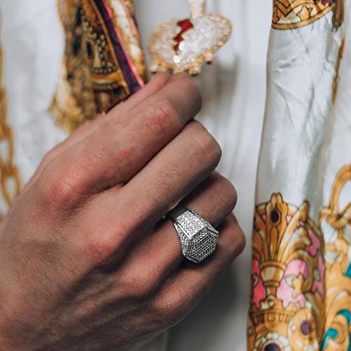 JINAO Mens Iced Out CZ Hexagon Bling Pinky Ring 18k Gold Plated Hip Hop Ring for Men4
