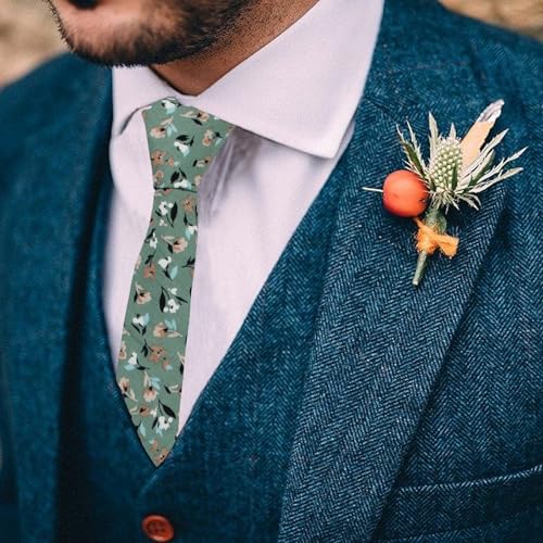 Image of Mantieqingway Floral Ties for Men Skinny Cotton Tie Flower Necktie