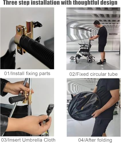 Pare-soleil pour fauteuil roulant électrique réglable et imperméable - 7