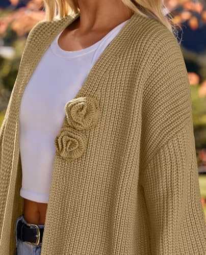 Image of MEROKEETY Long Sleeve Oversized Cardigan Sweaters for Women | Fall Winter Sweaters, Open Front, Chunky Knit, 2026 Casual Work Outerwear with Pockets