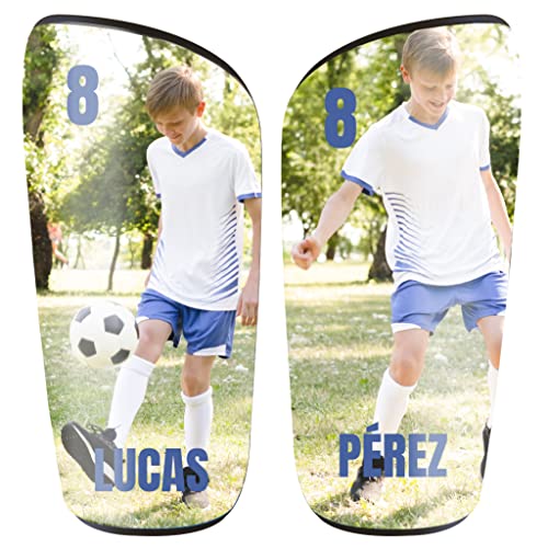 Espinilleras Personalizadas con tu Foto y Dorsal para Niños y Adultos (diseño Libre, XS)