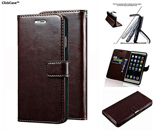 Image of ClickCase for Realme Narzo 20 pro Vintage Series Leather Wallet Flip Case Kick Stand with Magnetic Closure Flip Cover for Realme Narzo 20 pro (Coffee Brown)