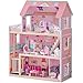 ROBOTIME Wooden Dollhouse, Doll Houses Playset with 24 Pcs Furniture for 4, 5, 6-Inch Dolls, Dollhouse Gift for 3+ Year Old Girls (Pink)