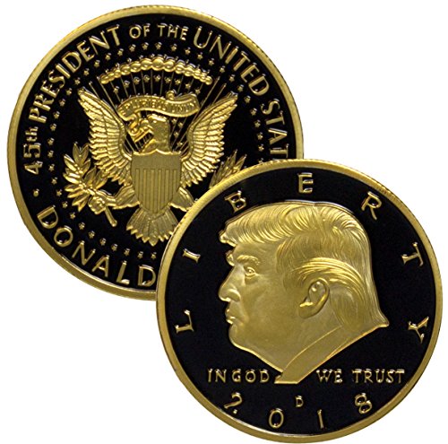 Image of Donald Trump Black & Gold Coin 2018 with Certificate of Authenticity, President Coin, Trump Coin Collectors, 24kt Gold Plated with Black Inlay, 38mm x 2mm