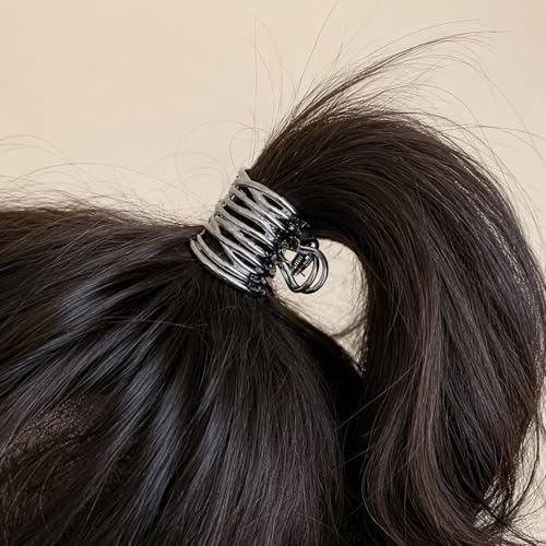 Image of Radhu & Kabby Metal Hair Claw Clips for Women, Set of 3 Premium Hair Clutchers in Gold Silver Black, Strong Hold Jaw Clips for Thick & Thin, Stylish Hair Accessories for Everyday & Special Occasions