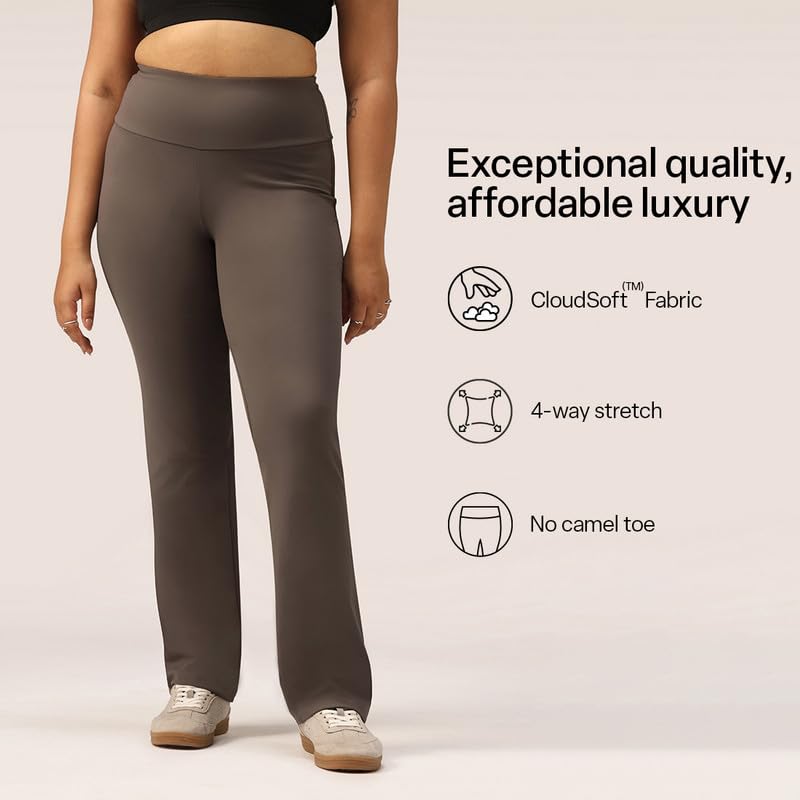 Image of BlissClub Women's Ultimate Straight Pants - Lite, High Waist Formal Trousers with Wide Waistband, Tall (for Women Above 5'5 ft)