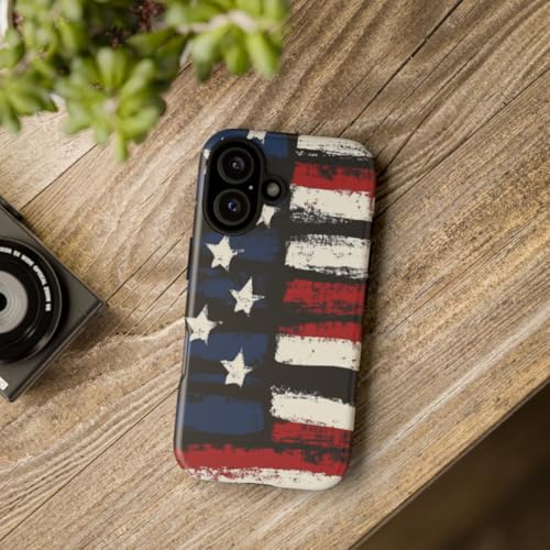 Coque iPhone 16 motif drapeau américain vieilli noir rigide mate - 4