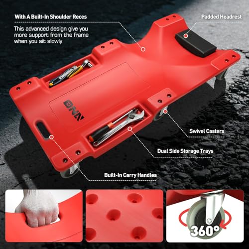 image for DNA MOTORING 40 Inch Mechanic Creeper, Blow Molded Low Profile Rolling