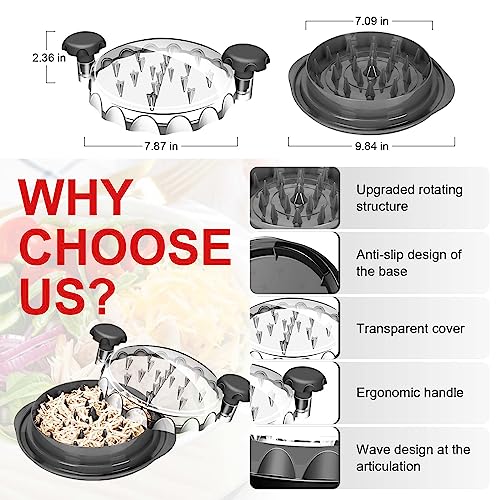 Image of Chicken Shredder, Professional Meat Shredder Tool, Effortless Kitchen Experience, Transparent Lid, Non-Slip Design