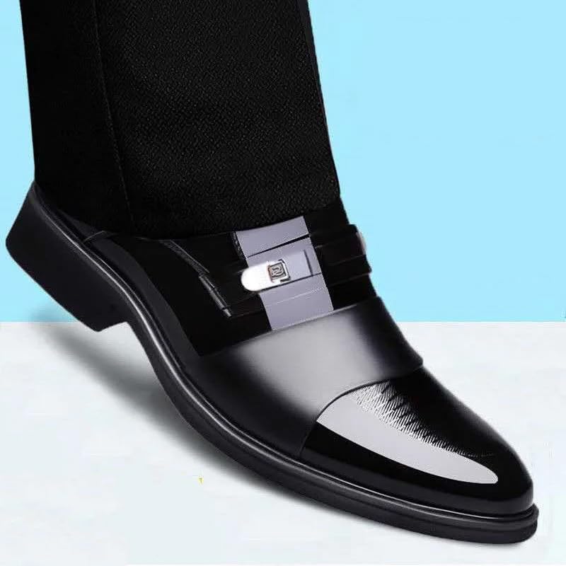 Mens Oxford Dress Shoes Business Tuxedo Wedding Anti-Slip Non Slip Rubber Sole Block Heel Formal Slip On Casual Pointed Toe Synthetic Pu Leather2