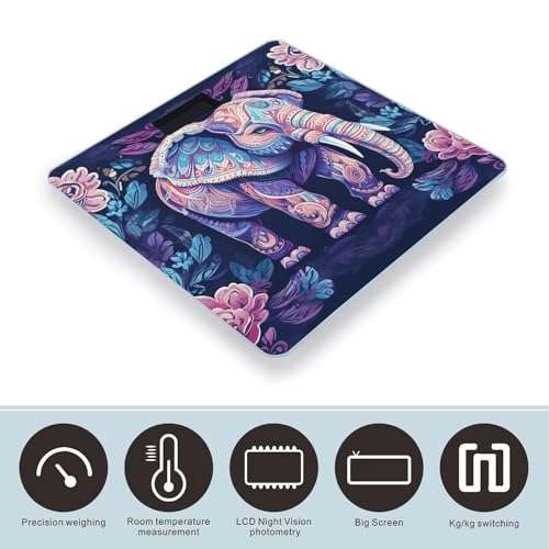 Báscula Digital de Baño Morada Elefante Compacta y Precisa miniatura 3