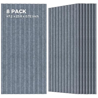 Acoustic Wall Panels, 47.2” x 23.6” x 0.72” Acoustic Panel, Bilayer Sound Proof Panels, 8 Pack Sound Absorbing Panels, Grey