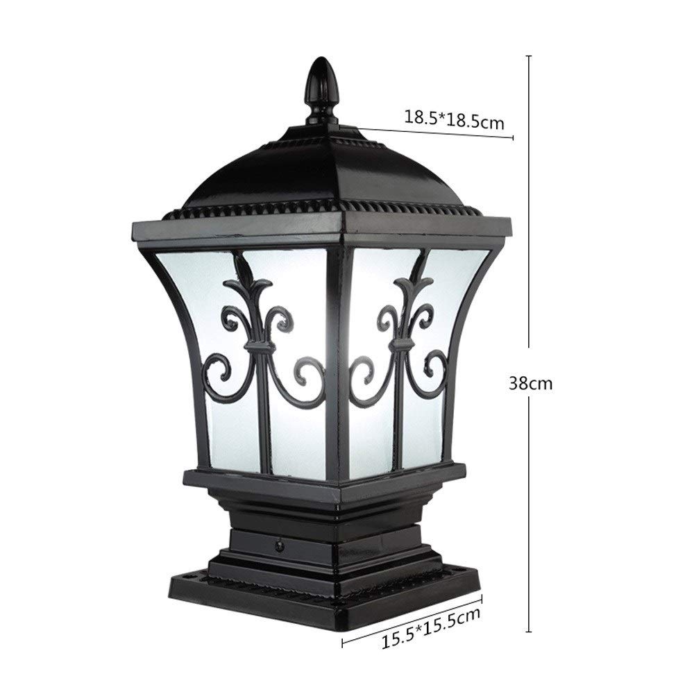 Lampy słupkowe OutdoorAmerican Vintage Aluminiowa lampa kolumnowa Klasyczne europejskie lampy ogrodowe Antyczne wodoodporne lampy trawnikowe Przemysłowe lampy,Czarny