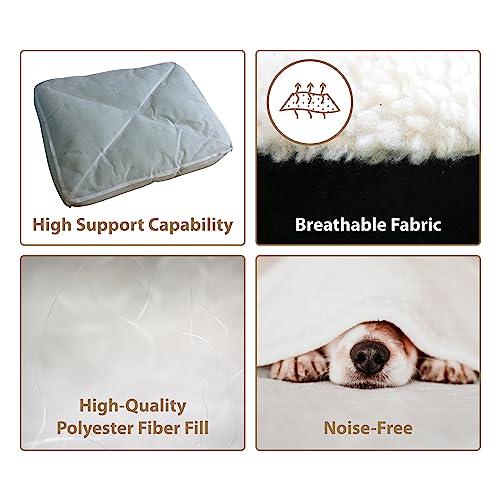 Ellie-Bo Ersatzbezug für Hundebett mit Wildleder und Schaffell, Gr. M, 71 x 48 cm, schwarz