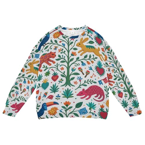 JUNZAN Mexican Vibrancy Animals Bright Kids Girls Hooded Sweatshirt Fleece Boys Sweat Shirt Party 4T
