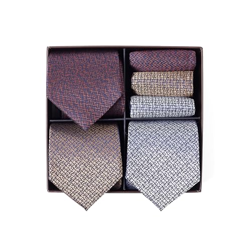 BRERA 67 corbatas de hombre y pañuelos de bolsillo, pack regalo 3 + 3, corbata y pañuelo traje hombre a juego, corbata pañuelo originales para boda