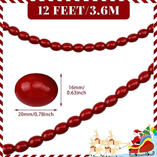 Tigeen-12ft-Christmas-Boho-Wood-Bead-Garland-Vintage-Cranberry-Wooden-Beads-Garland-Decor-Xmas-Red-White-Rustic-Christmas-Tree-Wall-Hanging-Ornaments1-PcsCranberry-Red Tigeen 12ft Christmas Boho Wood Bead Garland Vintage Cranberry Wooden Beads Garland Decor Xmas Red White Rustic Christmas Tree Wall Hanging Ornaments1 PcsCranberry Red