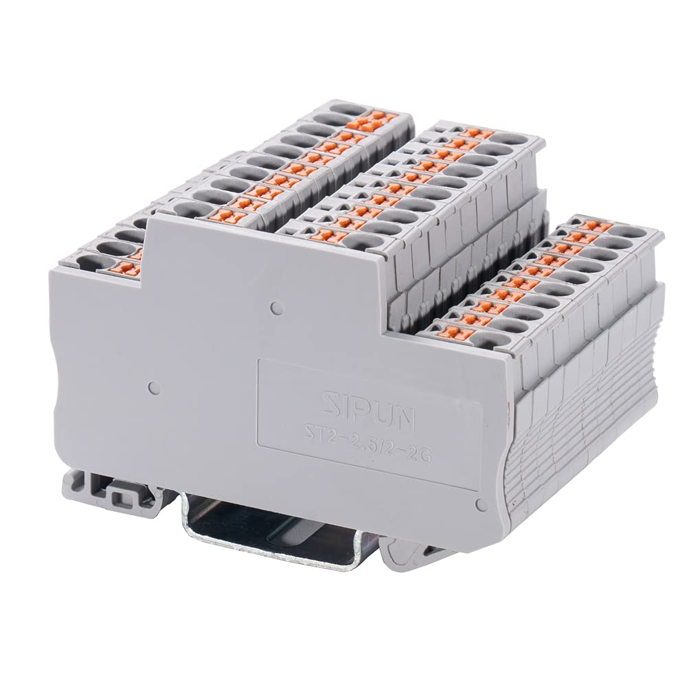 ST2-2.5/2-2 Bornier de rail DIN double couche à 2 niveaux Push in PT Type 30 pièces