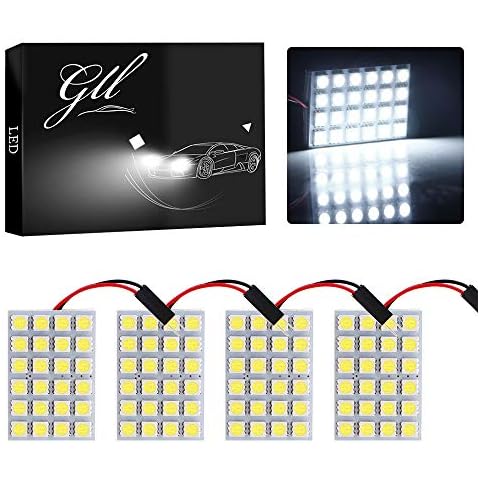 GrandviewTM White 4-Pack 5050 24SMD LED Panel Dome Light Auto Car Reading Interior Lamp license plate light(DC-12V) + T10 BA9S Festoon Adapter Cover