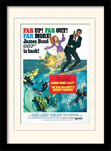 1art1 James Bond 007 Póster On Her Majesty's Service One Sheet Cuadro Enmarcado con Fine Passepartout | Cuadros De Pared | En Un Marco De Imagen 40x30 cm