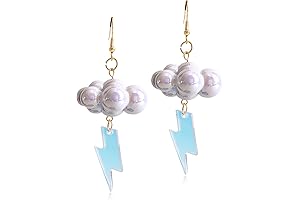 Handmade Sparkly Large 3D Cloud Lightning Weather Dangle Drop Earrings for Women