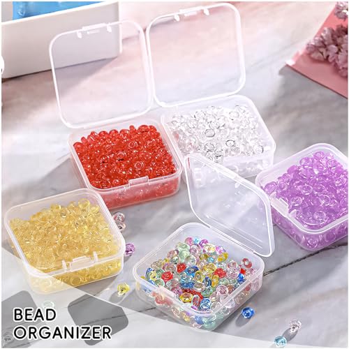 Image of DUOFIRE Small Box Clear Plastic Bead Storage Container 12 Pack Small Organizing Containers with Lids for Beads, Crafts, Jewelry