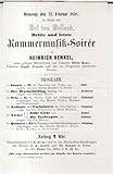  Programmzettel zu: Dritte und letzte Kammermusik-Soiree von Heinrich Henkel, unter gütiger Mitwirkung von Fräulein Ottilie Hauer, Fräulein Auguste Freyeisen und der im Programm genannten Herren ( ...