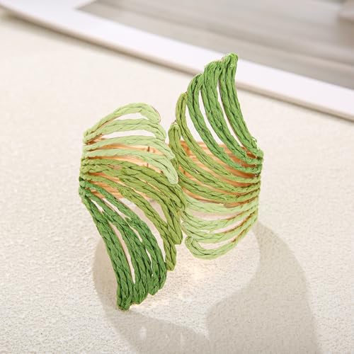 Raffia Wing Cuff Bracelet for Women, Colorful Angel Wing Bangle Wide Chunky Wrist Cuff Bracelet4