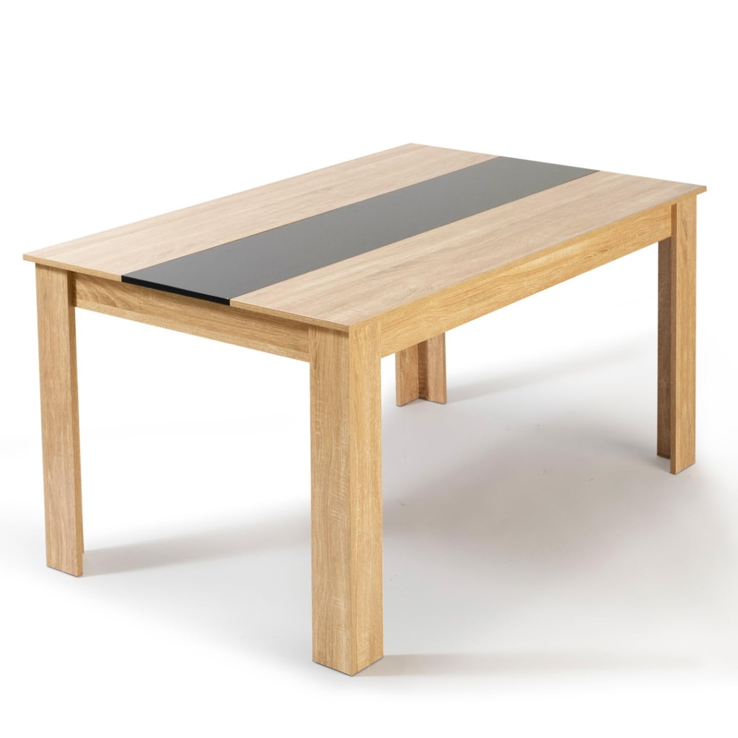 IDMarket - Ensemble Table à Manger Georgia 140 cm Imitation hêtre et Noire et 6 chaises Romane Noires