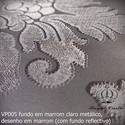 PAPEL PAPEL DE PAREDE COLEÇÃO VAPERSSE - ROYAL CASTLE (VP005 fundo em marrom claro metálico, desenho