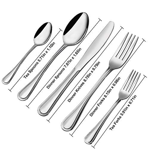 Silverware Set, Elegant Life 40-Piece Stainless Steel Silverware Flatware Cutlery Set Service for 8, Knife Fork Spoon Flatware Set, Modern Design & Smooth Edge - Thumbnail 4