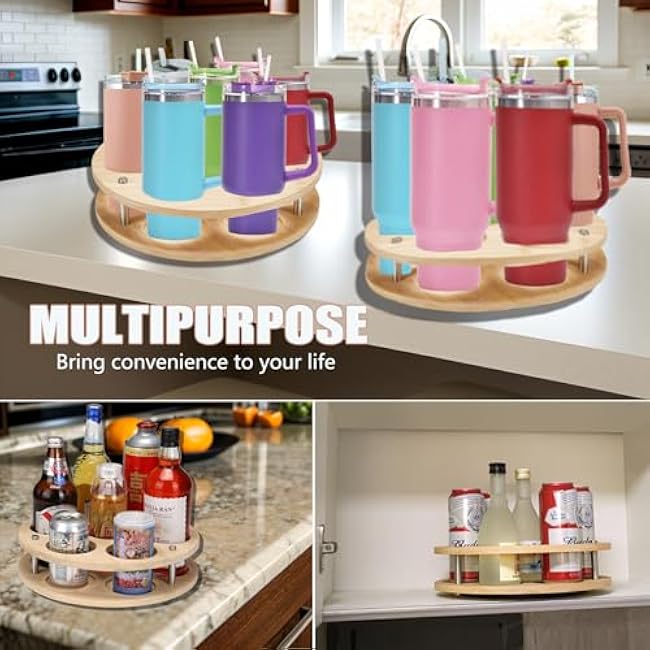 WEANGCW Water Bottle Organizer 40/30/20/14 oz with 7 Slots,Rotatable Cup Organizer Holder,Water Bottle Storage Rack for Stanley Cup Accessories, for Kitchen,Cabinet,Pantry Cabinet