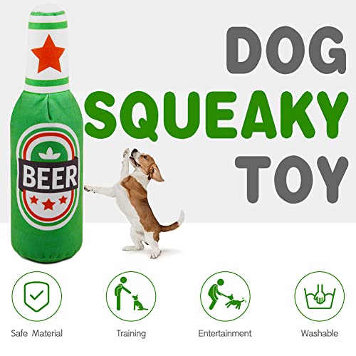 vsshe Bierflaschen-Plüschtiere, 1 Packung Haustier Plüsch Quietschendes Hundespielzeug, Champagnerform Hund Quietschendes Kauspielzeug, Interaktives Sicheres Puppenspiel, Hunde Geburtstagsspielzeug