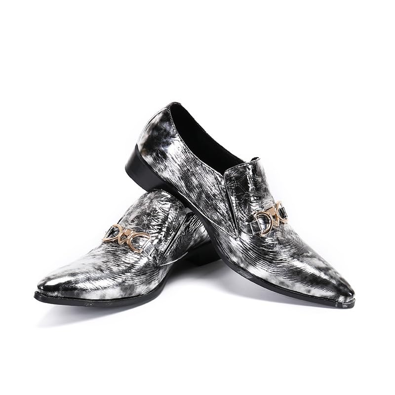 Men's Leather Shoes, Comfortable Breathable Simple Printing Men's Dress Shoes, Wedding Party Banquet Nightclub Stage Host Barber Uniform Office Work Shoes4