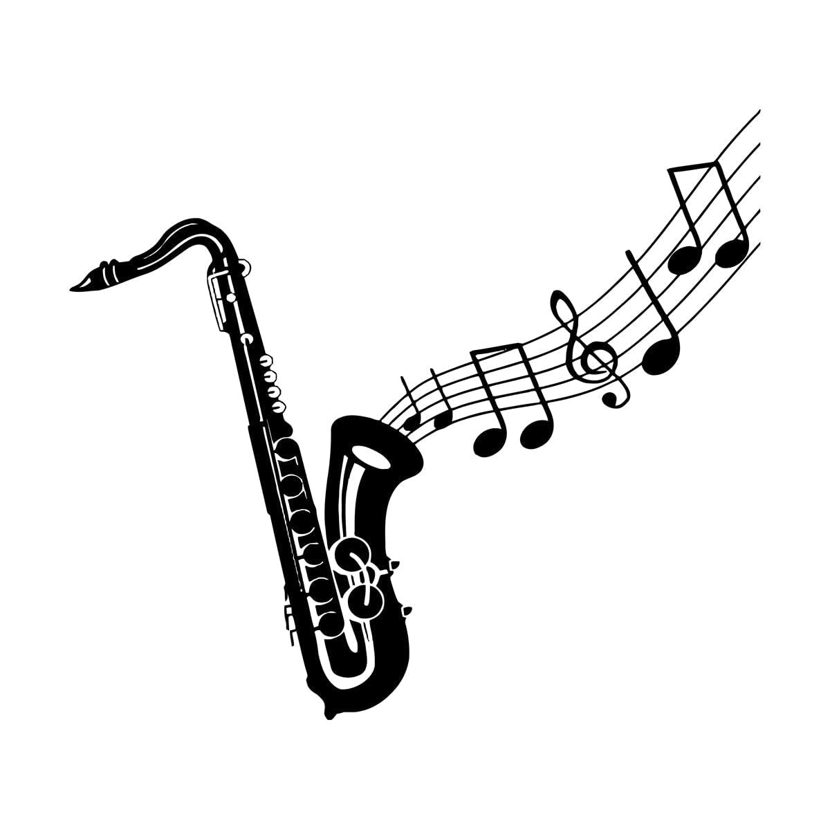 Lzhouting Wall Stickers 5573 Saxophone Music Notes Wall Decal Music Wall Decor Music Instrument Wall Decal Vinyl Stickers For Music Room Decor Mural Small - 37X42cm
