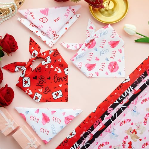 Image of Abbylike 50 Pcs Valentines Day Dog Bandanas Bulk Red and Pink Bandanas for Dogs Triangle Kerchief Bibs Scarf for Pet Romantic Costume Photo Props Accessories Pet Shops Groomers (25.6 x 17.7 x 17.7)