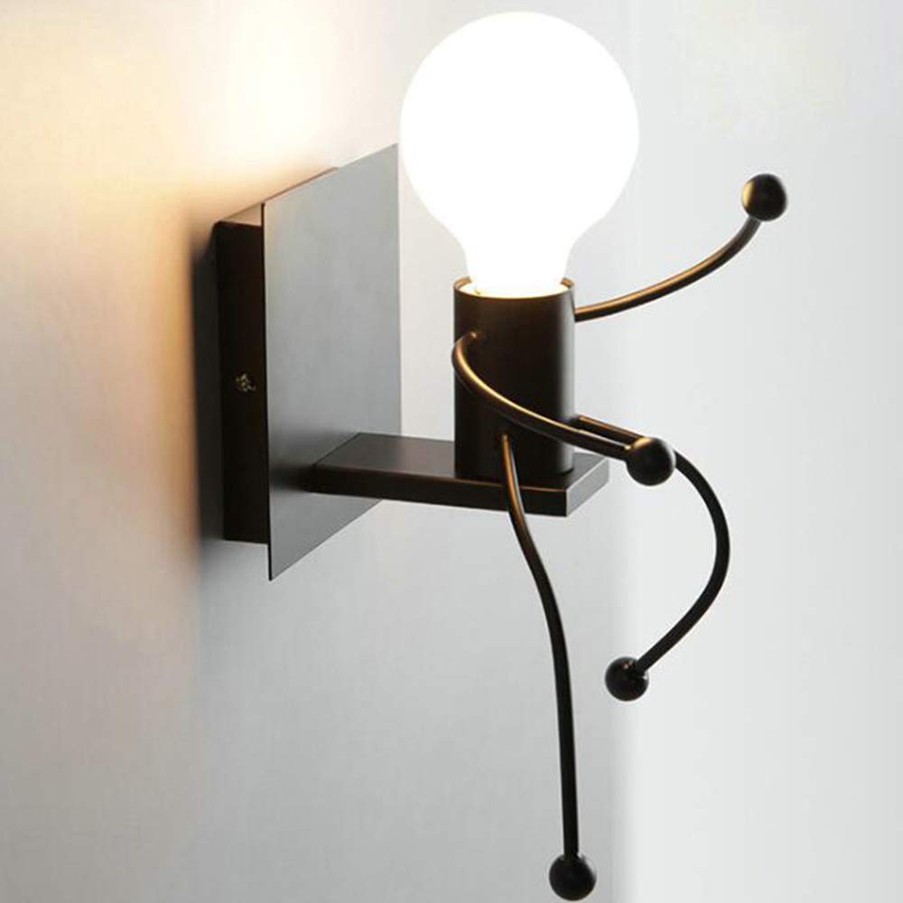 Mengjay Humanoid Wall Light Indoor, Creative LED Wall Lamp Modern Wall Sconce Light for Bedroom Children Room Hallway Restaurant Stair, E27, Bulb not Included (A)