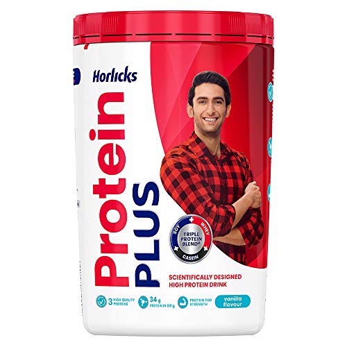 Image of Horlicks Protein Plus Vanilla High Protein Drink for Adults 400 g Jar, Whey, Soy & Casein Powder Blend& Horlicks Lite Badam Flavour Health & Nutrition Drink For Adults 450g Refill Pack