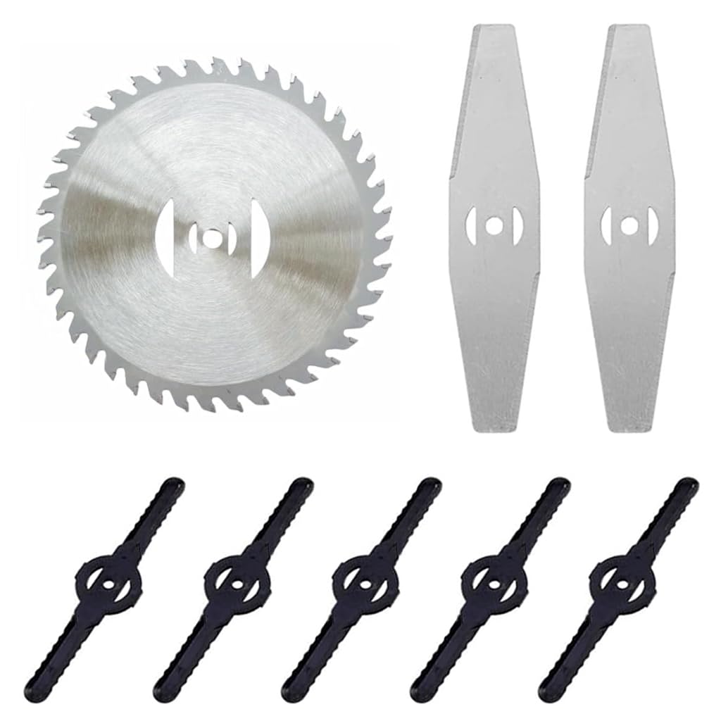 Universal Grass Trimmer Blade - Grass Cutter Blade Heads Replacement - 15CM Dia Alloy Round Cutting Blade - Weed Cutter Machine Accessories with 2 Pcs Saw Blade/5 Pcs Plastic Blades-image-22