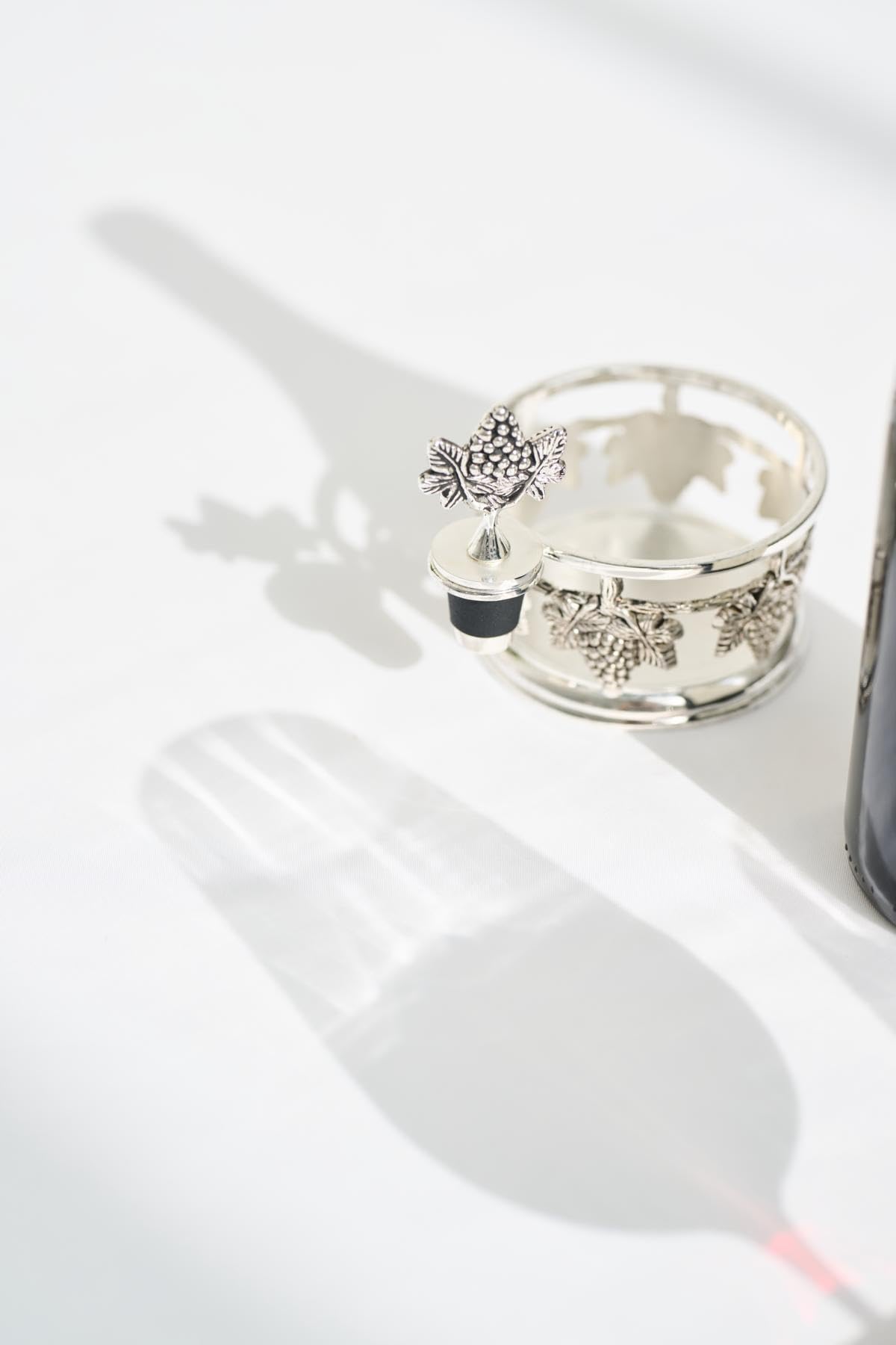 EDZARD présentoir à Bouteilles Raisins, avec Capuchon, Argent Noble, diamètre 9 cm, Hauteur 10 cm
